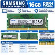 Samsung 16GB DDR4 3200MHz Laptop RAM SO-DIMM M471A2G43AB2-CWE PC4-3200AA picture