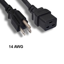 Kentek 3' ft 14 AWG Power Cord NEMA 5-15P to IEC-60320 C19 15A/125V SJT Black picture