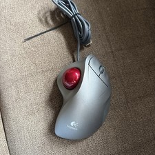 Logitech TrackMan Wheel Mouse Track Man Red Marble USB T-BB18 Tested Works picture