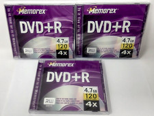 Memorex DVD+R 4.7GB 120 Minute PC or Home Video Sealed Recordable Disc Lot of 3 picture