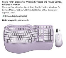Sablute MA31 Wireless Ergonomic Keyboard & Mouse Combo Angle Stand Purple/White picture