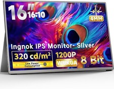 Ingnok 16inch Portable Monitor, (Silver) Travel Monitor for LaptopYN03S w/ Cover picture