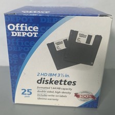 25 Pack Office Depot 3.5in Diskettes 2HD IBM Formatted 405791 NEW picture