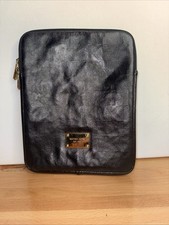 Michael Kors Black Patent Leather Tablet Case Sleeve 10x8 Embossed MK Logo Gold picture