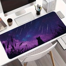 Large XXL Gaming Desk Pad, Non-Slip Rubber Extended Mouse Mat, Purple Galaxy M picture