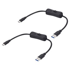 1ft USB 3.0 Extension Cable with Switch, 2Pcs USB A Male to Type C Male, Black picture
