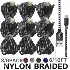 3/6Pack Lot For iPhone 13 14 12 11 USB Fast Charger Cable 10Ft 6Ft Charging Cord picture