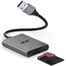 SD Card Reader, USB A 3.0 to Micro Memory Card Reader, Aluminum Dual Slot SD ... picture