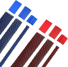 96ft Braided Wire Loom Cable Sleeve - 1/2, 1/4, 3/8 Inch - Red, Blue, Black, 127 picture