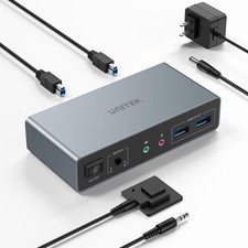Unitek KVM Switch 2 Monitors 2 Computers 4K@60Hz HDMI+Displayport Dual Monitor picture
