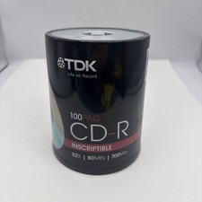 TDK Audio Music CD-R 80min 700MB 52X Blank Inscriptible Disc 100 Pack NEW SEALED picture