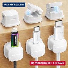 Rocoren 6-Pack Magnetic Adjustable Adhesive Cable Clips Cord Organizer | Smooth picture