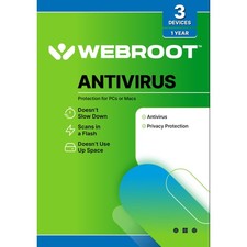 Webroot Antivirus Software 2026 | 3 Device | 1 Year PC/Mac with Keycard picture