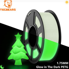TECBEARS Glow in The Dark PETG Filament 1.75mm White to Glow Gree 3D Printer 1KG picture