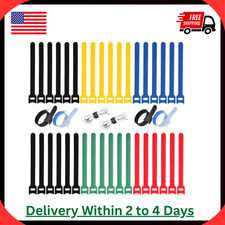 100pc Reusable Hook and Loop Cable Ties 6 Inch Multi Color Wire Cord Management. picture