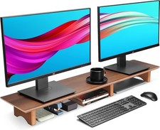 Solid Wood Dual Monitor Stand Riser for Desk 43