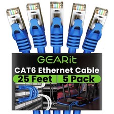 GearIT Cat 6 Ethernet Cable 25Ft (5-Pack) - Cat6 Patch Cable, Cat 6 Patch Cable picture