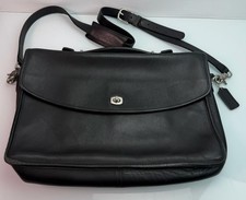 VTG COACH 5265 LEXINGTON BLACK LEATHER BRIEFCASE LAPTOP MESSENGER BAG w/STRAP picture