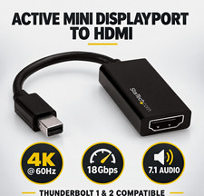StarTech.com Active Mini DisplayPort to HDMI Adapter 4K 60Hz 5.5in Black picture