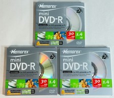 3 Pk Memorex Mini DVD-R 4x 1.4GB 30min Recordable NEW Sealed picture