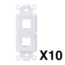 2-Port Single Gang Keystone Decora Style Insert Strap (White, 10 Pack) picture