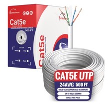 500ft CAT5e UTP Ethernet Network Cable 24AWG LAN RJ45 CCA Solid Bulk Wire White picture
