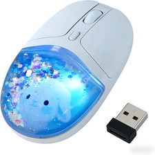 Aqua Mouse, Clear Water Glitter Animal Design Wireless Bluetooth Mouse, Blue Mul picture