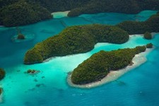 Landscape nature island trees forest clear water sea Custom Gaming Mat Desk picture