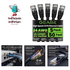 Future-Proof Your Network: 5-Pack Cat 6 Ethernet Cables 50ft Each, 10Gbps Speed picture