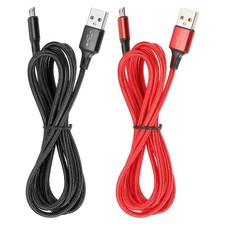 2Pcs Controller Charger Cable, 6Ft USB A to Micro USB Fast Charging, Red/Black picture
