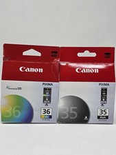 CANON PIXMA 35 Black & 36 Color Ink Cartridges PGI-35 CLI-36 Genuine OEM New picture