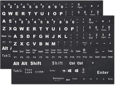2PCS Large Print English Keyboard Stickers - Easy Apply Vinyl for All Keyboards picture