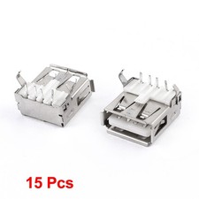 15pcs 90 Degree 4-Pin DIP Through Mounted PCB Mount USB A Female Jack Socket picture