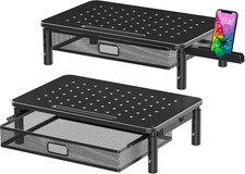 2 Pack Monitor Stand Riser with Metal Drawer, 3 Height Adjustable picture
