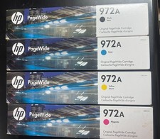 HP 972A PageWide Ink Cartridge Lot of 4 OEM Sealed 972A/4 picture