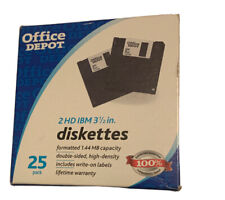 25 Pack Office Depot 3.5 inch 1.44MB 2HD Diskettes IBM Format Static Resist NEW picture