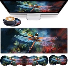 4 in 1 Mouse Pad Combo, Large Gaming + Large, Art Dragonfly picture