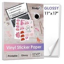 30PK Koala Vinyl Sticker Paper 11x17 Glossy for Inkjet Laser Printers Waterproof picture
