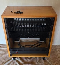 Custom Solid Wood 12U Rolling Studio Rack Dovetail Joint Black Box PDU & shelves picture
