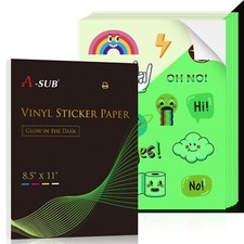A-SUB Glow In The Dark Vinyl Sticker Paper for Inkjet Printer Waterproof  8.5x11 picture
