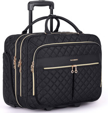 Rolling Laptop Bag Women Men 17.3 Inch Quilted Briefcase on Wheels Business picture