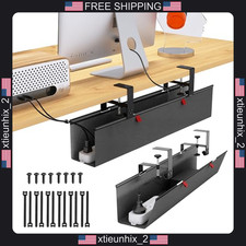Under Desk Cable Management Tray Fabric Wire Organizer Clamp/Screw Mount Black picture