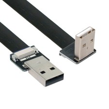 Cablecy  Down Angled USB 2.0 Type-A Male to Type-A Male Data Flat Slim FPC Cable picture