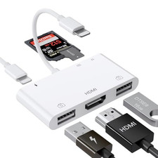 Lightning to HDMI Adapter with USB Camera and Charging Port SD Card Reader 6 in picture