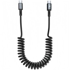 3FT Coiled USB C to C Cable Type C Fast Charging Charger Cord Grey Charger Cable picture
