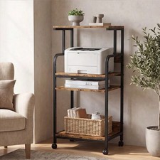 4-Tier Rolling Printer Stand with Adjustable Shelves & Wheel Locks for Offices picture