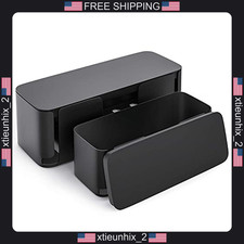 YECAYE Cable Management Box Set for Home & Office, Child-Proof, Dustproof, Black picture