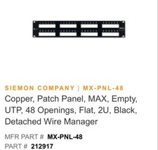 Copper Patch Panel MAX Empty UTP 48 Openings  Flat 2U Black Detached Wire Manage picture