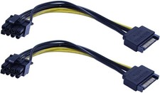 15-Pin SATA Male to 8 Pin (6+2 Pin) Pci-Express Female Video Card Power Adapter picture