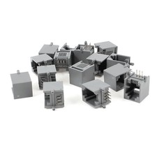 15 Pcs RJ12 6P6C Network Modular PCB Connector Jacks Black Gray picture